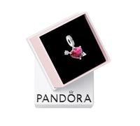 Pandora Moments Heart and arrow sterling silver dangle with clear cubic zirconia and red Murano glass