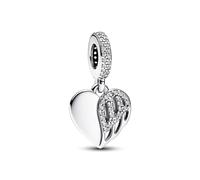 Pandora Moments Heart angel wing sterling silver dangle with clear cubic zirconia