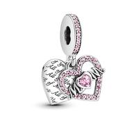 PANDORA Heart & Mum Dangle Charm - Sterling Silver Bracelet Charm Compatible Moments - Gift for Her - No Box