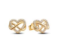 Pandora Moments Infinity heart 14k gold-plated stud earrings with clear cubic zirconia