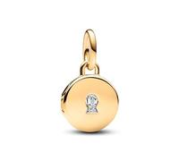 Pandora Moments Key hole engravable locket 14k gold-plated dangle with clear cubic zirconia
