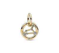 Pandora Moments Leo zodiac 14k gold-plated dangle with clear cubic zirconia