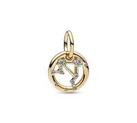Pandora Moments Libra zodiac 14k gold-plated dangle with clear cubic zirconia