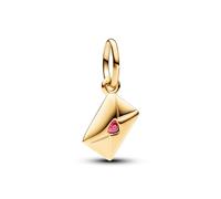 Pandora Moments Love envelope 14k gold-plated dangle with red cubic zirconia