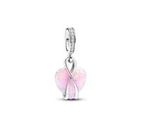 Pandora Mum Opalescent Heart Dangle Charm - Silver