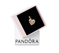 Pandora Moments Monstera 14k gold-plated dangle with clear cubic zirconia