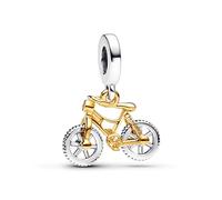 Pandora Moments Moveable bike sterling silver and 14k gold-plated dangle with clear cubic zirconia
