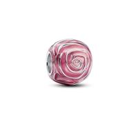 Pandora Moments Pink rose sterling silver charm with transparent pink enamel