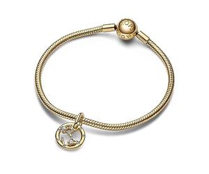 Pandora Moments Pisces zodiac 14k gold-plated dangle with clear cubic zirconia