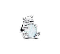 Pandora Moments Polar Bear Charm Made of Sterling Silver with Synthetic Opal, Compatible Moments Bracelets, 793589C01