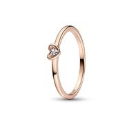 Pandora Moments Radiant Heart 14k rose gold-plated ring with clear cubic zirconia, 60