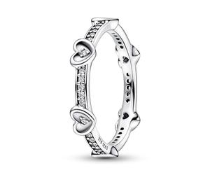 Pandora Moments Radiant Sparkling Hearts sterling silver ring with clear cubic zirconia, 48