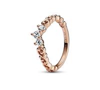 Pandora Moments Regal tiara 14k rose gold-plated ring with clear cubic zirconia, 54