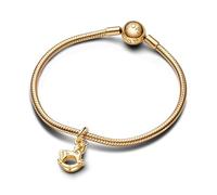 Pandora Moments Rocking unicorn 14k gold-plated dangle with clear cubic zirconia and shimmering white enamel