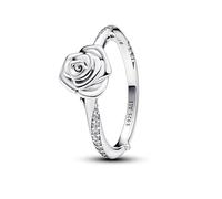 Pandora Moments Rose sterling silver ring with clear cubic zirconia
