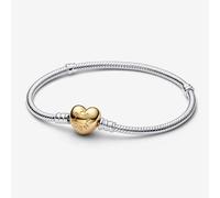 PANDORA Moments Silver 14ct Gold Heart Clasp Bracelet 568707C00-18