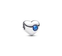 Pandora Moments Silver and Blue Crystal Engravable Heart Princess Charm