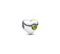 Pandora Moments Silver and Green Engravable Heart Spring Crystal Charm