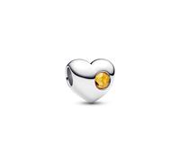 Pandora Moments Silver and Honey Coloured Engravable Heart Crystal Charm
