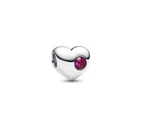 Pandora Moments Silver and True Red Engravable Heart Crystal Charm