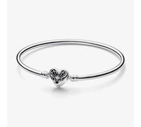 PANDORA Moments Silver Butterfly Heart Clasp Bangle 592593C01-21