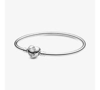 PANDORA Moments Silver Heart Clasp Bangle 596268-21