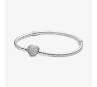 PANDORA Moments Silver Sparkling Heart Clasp Bracelet 590727CZ-21