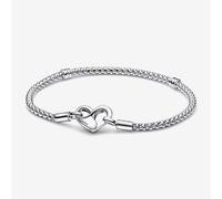PANDORA Moments Silver Studded Chain Heart Clasp Bracelet 592453C00-16