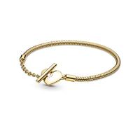 Pandora Moments Snake chain 14 gold-plated T-bar heart bracelet, 16