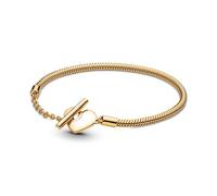 Pandora Moments Snake chain 14 gold-plated T-bar heart bracelet, 19