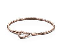 Pandora Moments Snake chain 14k rose gold-plated bracelet with heart clasp, 19