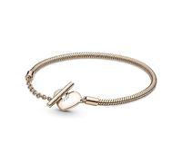 Pandora Moments Snake chain 14k rose gold-plated T-bar heart bracelet