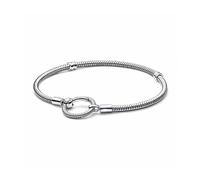 Pandora Moments Snake chain sterling silver bracelet and Pandora O clasp, 20