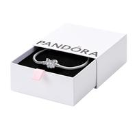 Pandora Moments Snake chain sterling silver bracelet with butterfly clasp with clear cubic zirconia, 21