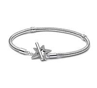 Pandora Moments Snake chain sterling silver star toggle bracelet with clear cubic zirconia