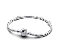 PANDORA Moments snake link bracelet with polar star clasp made of sterling silver with zirconia, compatible Moments charms, size: 18 cm, 593584C01-18