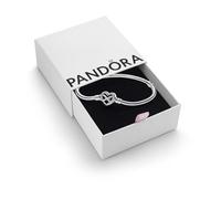 Pandora Moments Snake chain sterling silver bracelet with infinity heart clasp with clear cubic zirconia, 18