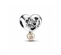 Pandora Moments Sterling Silver and 14k rose gold-plated hear charms