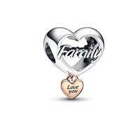 Pandora Moments Sterling Silver and 14k rose gold-plated hear charms