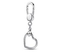 Pandora Moments Sterling silver bag charm holder with small Pandora heart O pendant