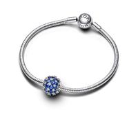 Pandora Moments Sterling silver charm with blue crystal and clear cubic zirconia