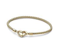 Pandora Moments Studded chain 14k gold-plated bracelet with heart clasp, 18