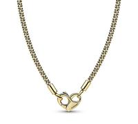 Pandora Moments Studded chain 14k gold-plated necklace with heart clasp