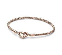 Pandora Moments Studded chain 14k rose gold-plated bracelet with heart clasp, 20