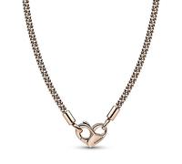 Pandora Moments Studded chain 14k rose gold-plated necklace with heart clasp, 45