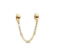 PANDORA Moments Three Clear Stones Comfort Necklace Made of Sterling Silver with Gold Plated Metal Alloy and Cubic Zirconia, Compatible Moments Bracelets, 763515C01-05