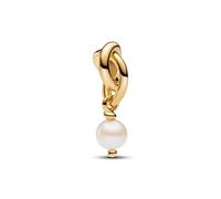Pandora Moments Treated Süßwasserzuchtperle Ewigkeitskreis Charm-Anhänger aus Sterling Silber mit vergoldeter Metalllegierung,Kompatibel mit Pandora Moments Armbänder,763462C06
