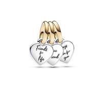 Pandora Moments Triple hearts sterling silver and 14k gold-plated splitable dangle