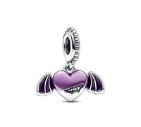 Pandora Moments Vampire heart sterling silver dangle with shaded purple enamel