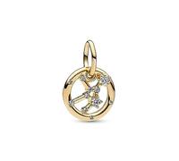 Pandora Moments Virgo zodiac 14k gold-plated dangle with clear cubic zirconia